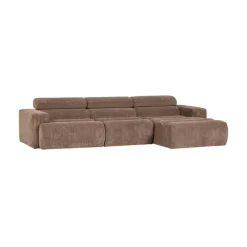 WOOOD Loungebanken|Novi Chaise Longue Bank Rechts Ribstof Taupe
