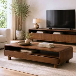 Vane Living Salontafels|Nox salontafel 4 lades walnoot 130 cm