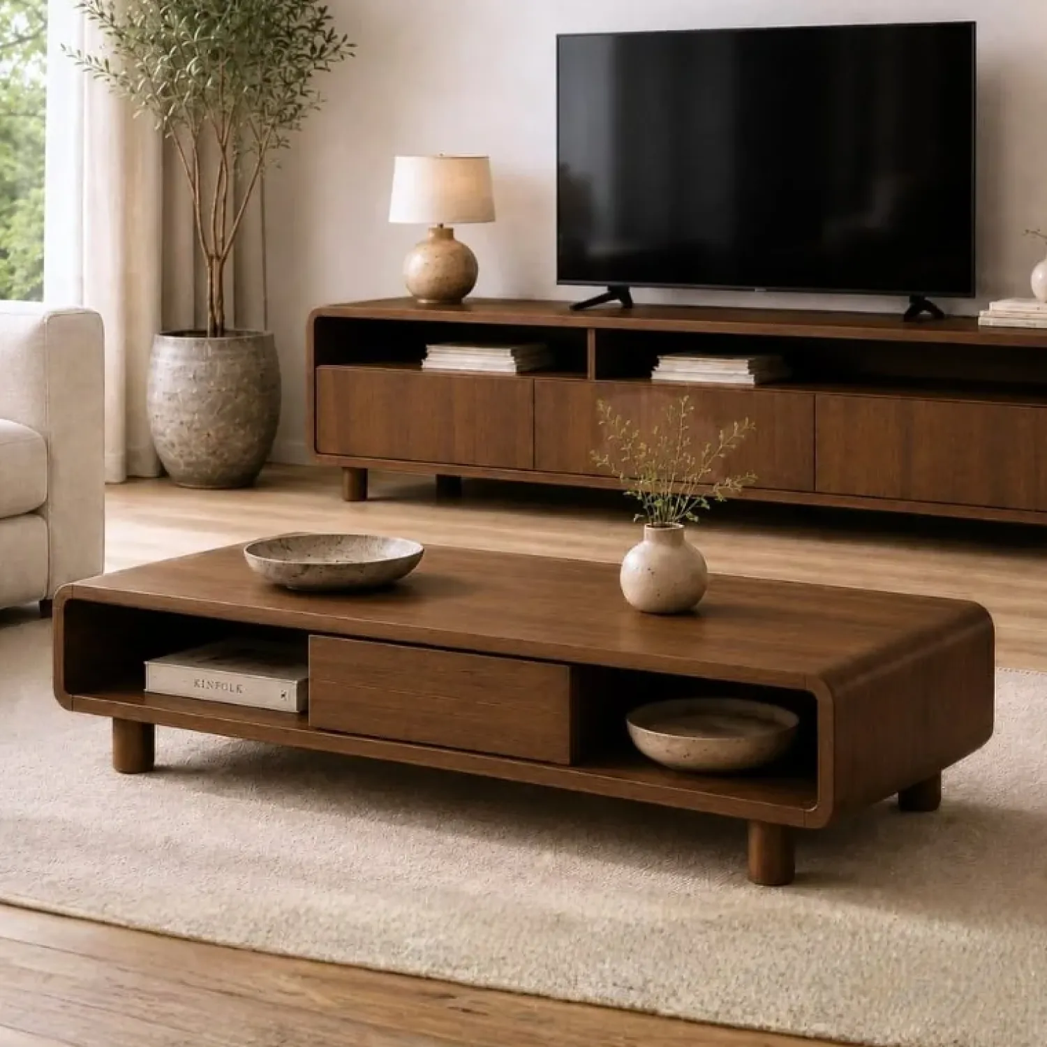 Vane Living Salontafels|Nox salontafel 2 lades walnoot 130 cm