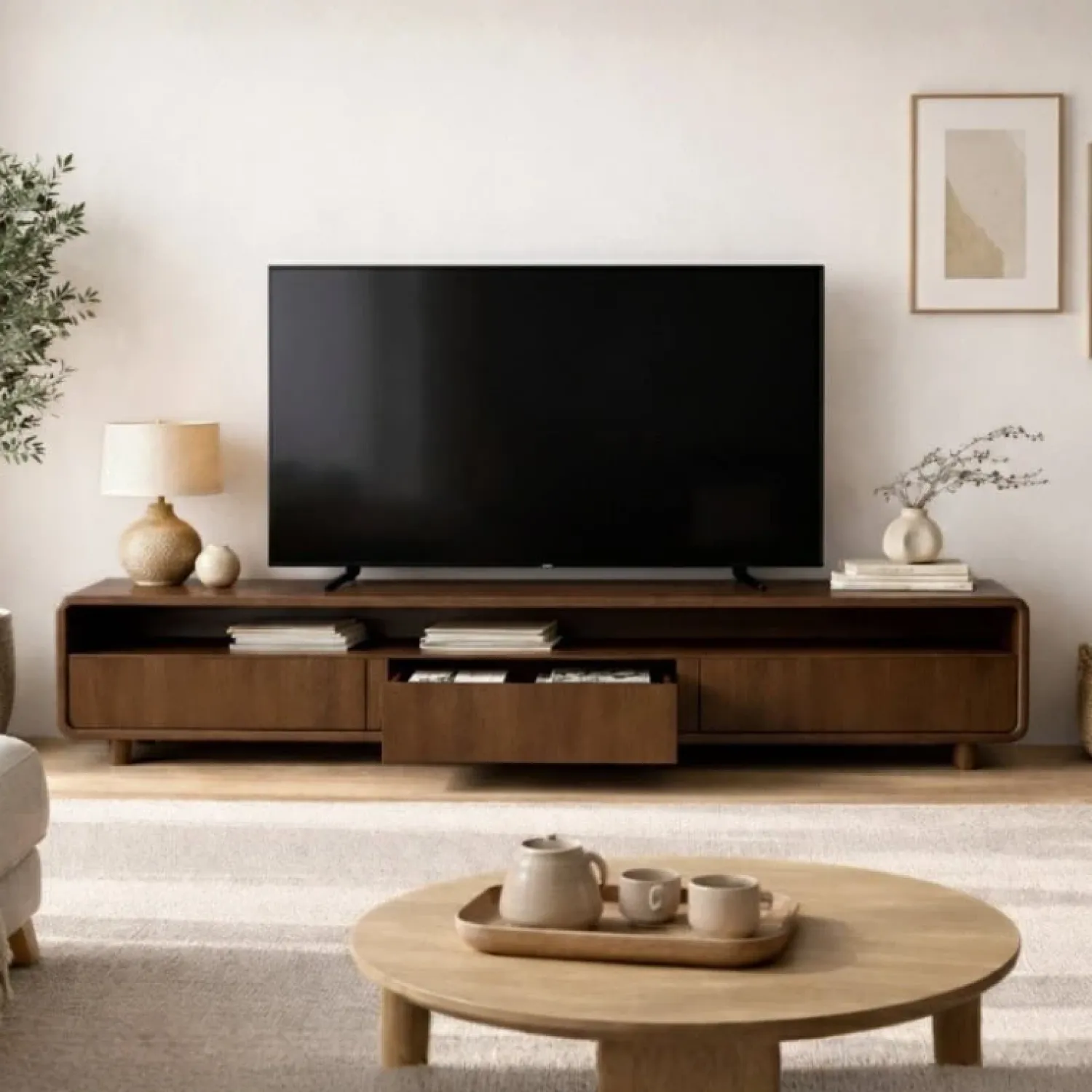 Vane Living Industriele Kasten|Tv Meubels|Nox Tv meubel Walnoot 220 cm