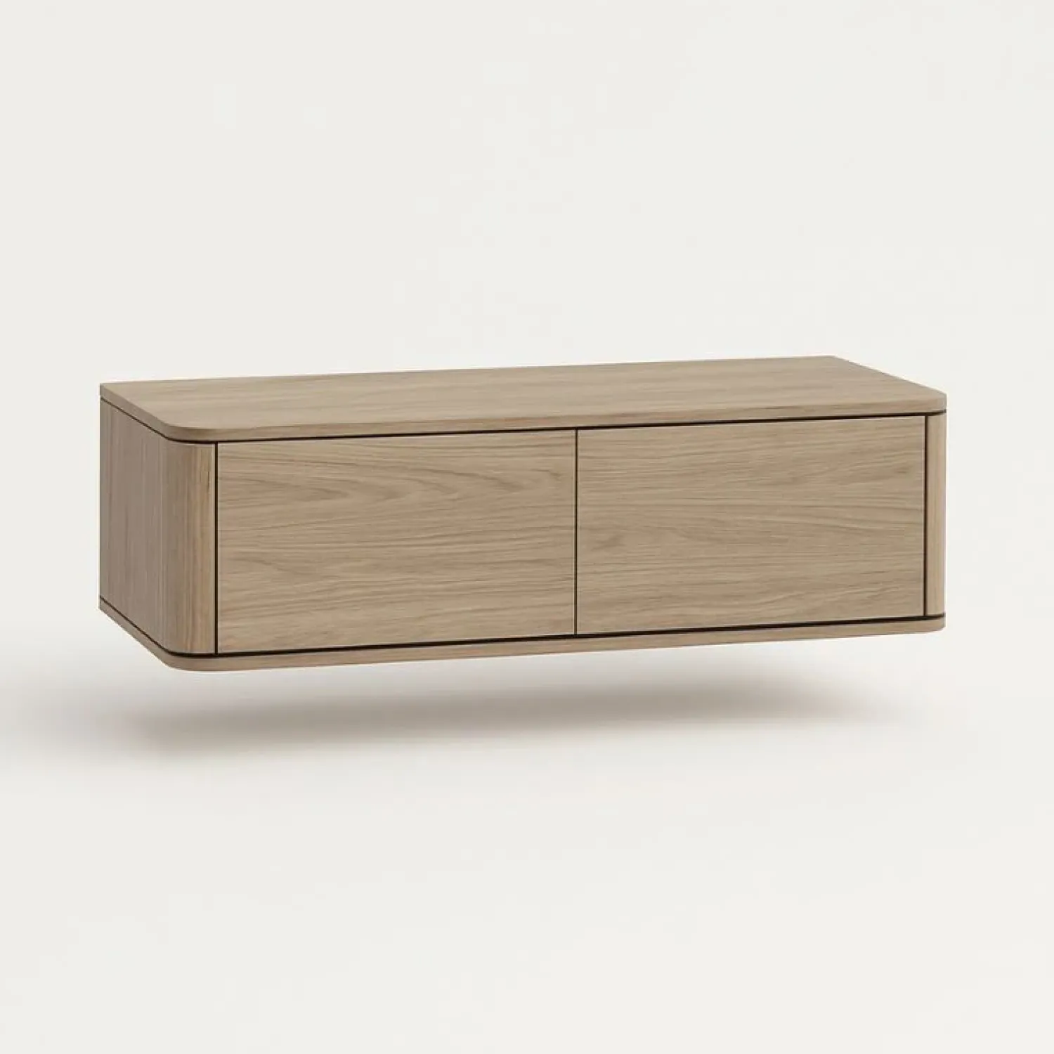 Maison Madera Industriele Kasten|Tv Meubels|Nuvoro Zwevend Tv meubel 2-deurs Misty oak 124cm