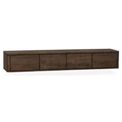 Maison Madera Industriele Kasten|Tv Meubels|Nuvoro Zwevend Tv meubel 4-deurs Dark Mango 236cm