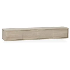 Maison Madera Industriele Kasten|Tv Meubels|Nuvoro Zwevend Tv meubel 4-deurs Misty oak 236cm