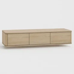 Maison Madera Industriele Kasten|Tv Meubels|Nuvoro Zwevend Tv meubel 3-deurs Misty oak 180cm