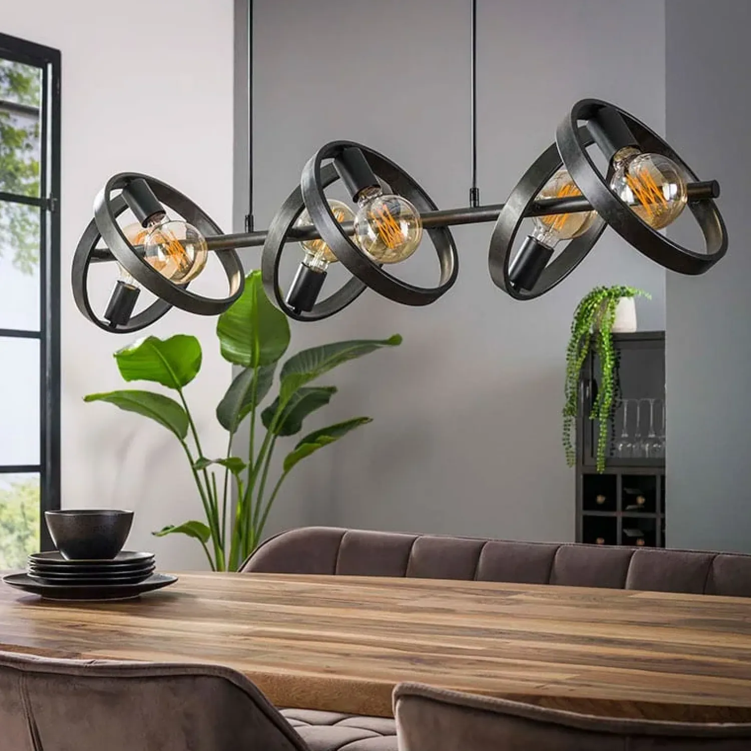 Kalfort Hanglampen|Octavia 6-lichts hanglamp industrieel