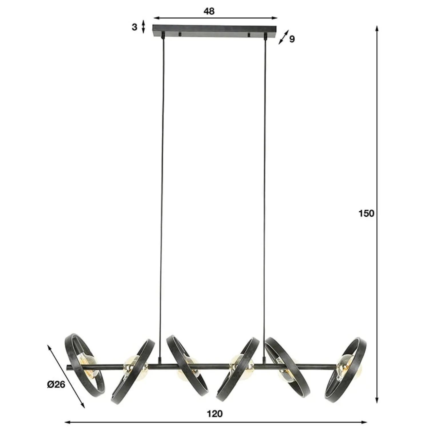 Kalfort Hanglampen|Octavia 6-lichts hanglamp industrieel