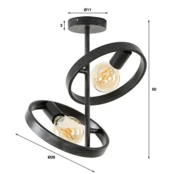 Kalfort Plafondlampen|Octavia 2-lichts plafondlamp industrieel
