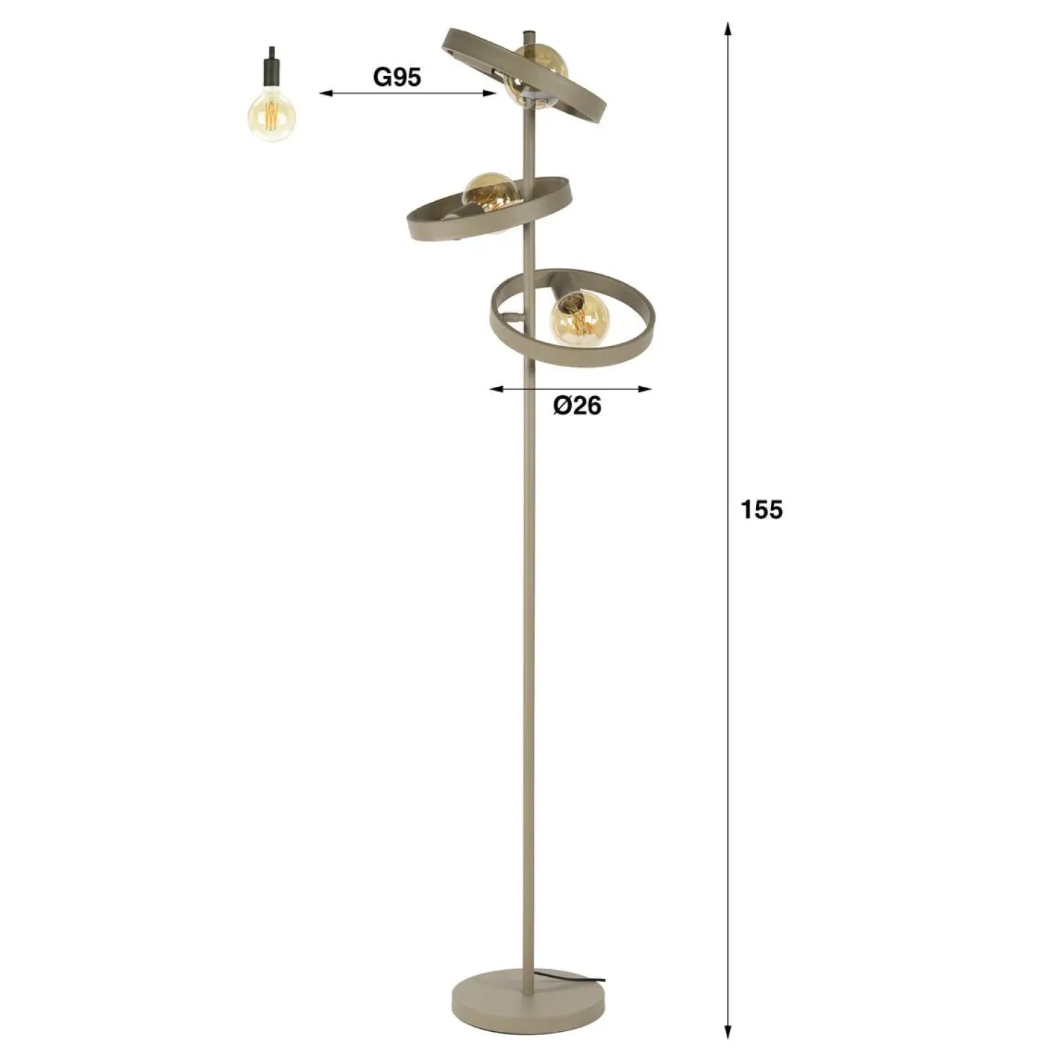 Kalfort Vloerlampen|Octavia 3-lichts Vloerlamp Beige