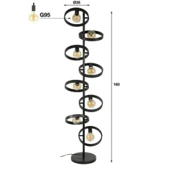 Kalfort Vloerlampen|Octavia 8-lichts vloerlamp industrieel