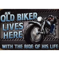 Cavetown Metalen Borden|Old bikers live here - metalen bord