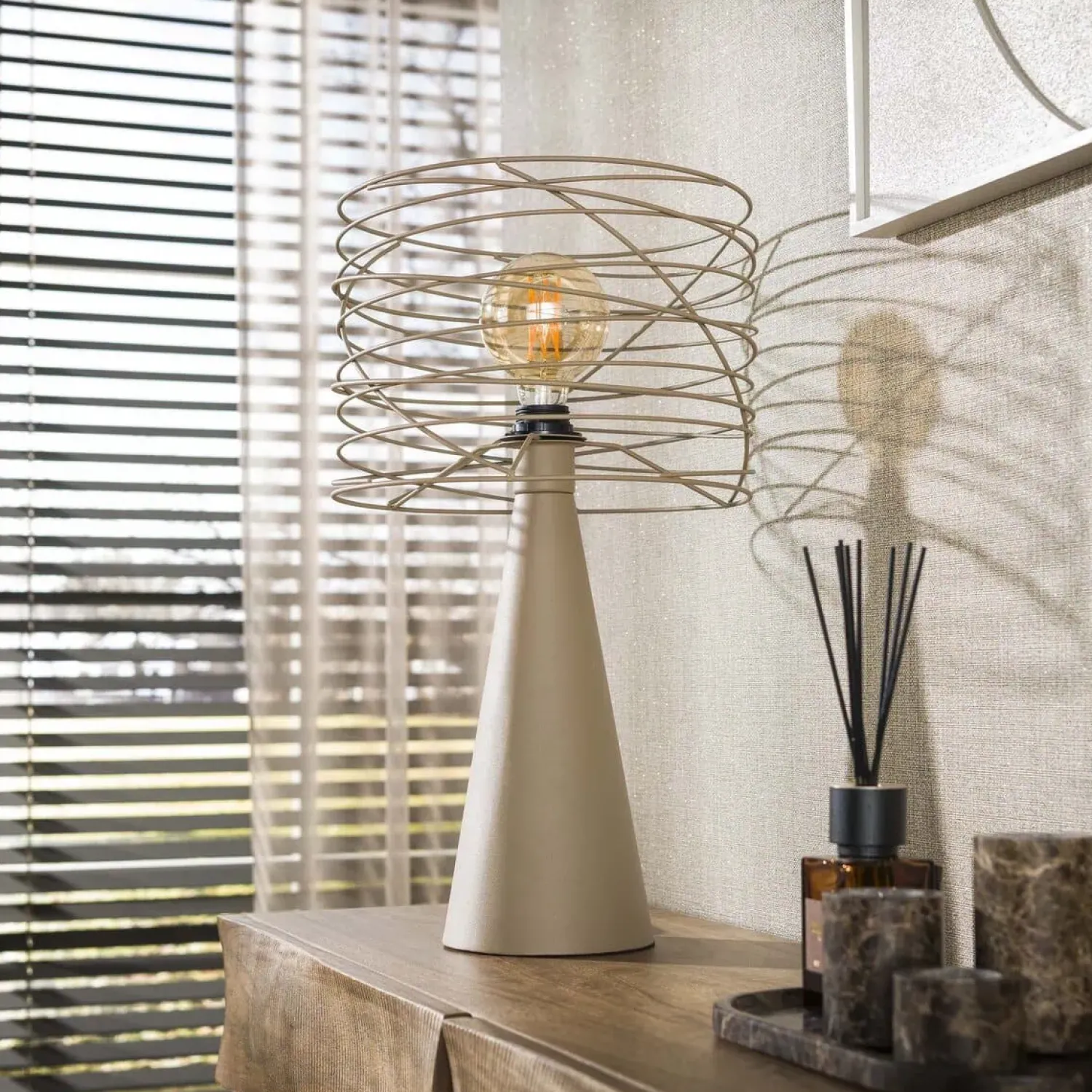 Kalfort Tafellampen|Omaha 1-lichts Tafellamp Beige