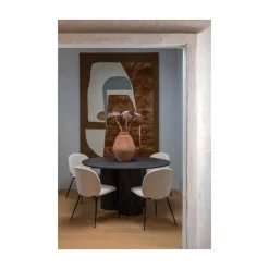 WOOOD Eettafels|Oona Eettafel Rond Met 3-Poot MDF Donkerbruin 140cm
