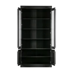WOOOD Vitrinekasten|Industriele Kasten|Organize Vitrinekast Dennenhout Matzwart 44cm
