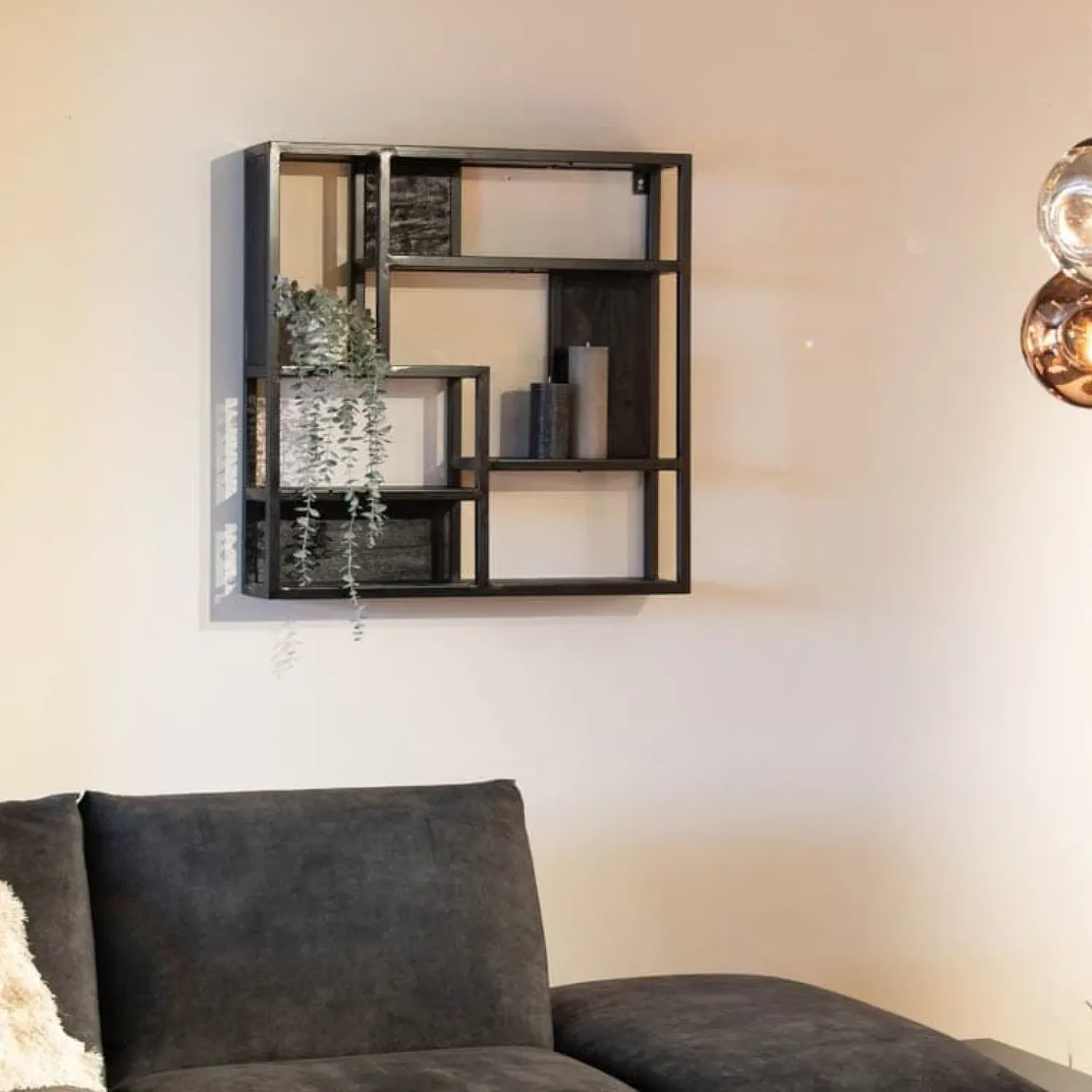Furndea Wandrekken|Wandrekken|Orianna wandrek industrieel mangohout vierkant zwart 70cm