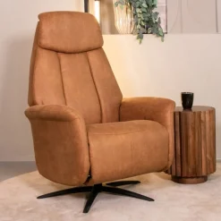 Label51 Fauteuils|Oslo Fauteuil Cognac Microleder Elektrisch