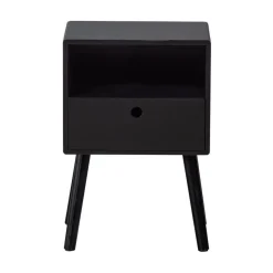 WOOOD Nachtkastjes|Industriele Kasten|Ozzy Nachtkastje MDF Zwart 36cm