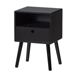 WOOOD Nachtkastjes|Industriele Kasten|Ozzy Nachtkastje MDF Zwart 36cm