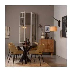 WOOOD Eetkamerstoelen|Parade Eetkamerstoel Melange Stof Mosterd