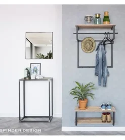 Redin Design Schoenenrekken|Parker industrieel schoenenrek zwart / hout
