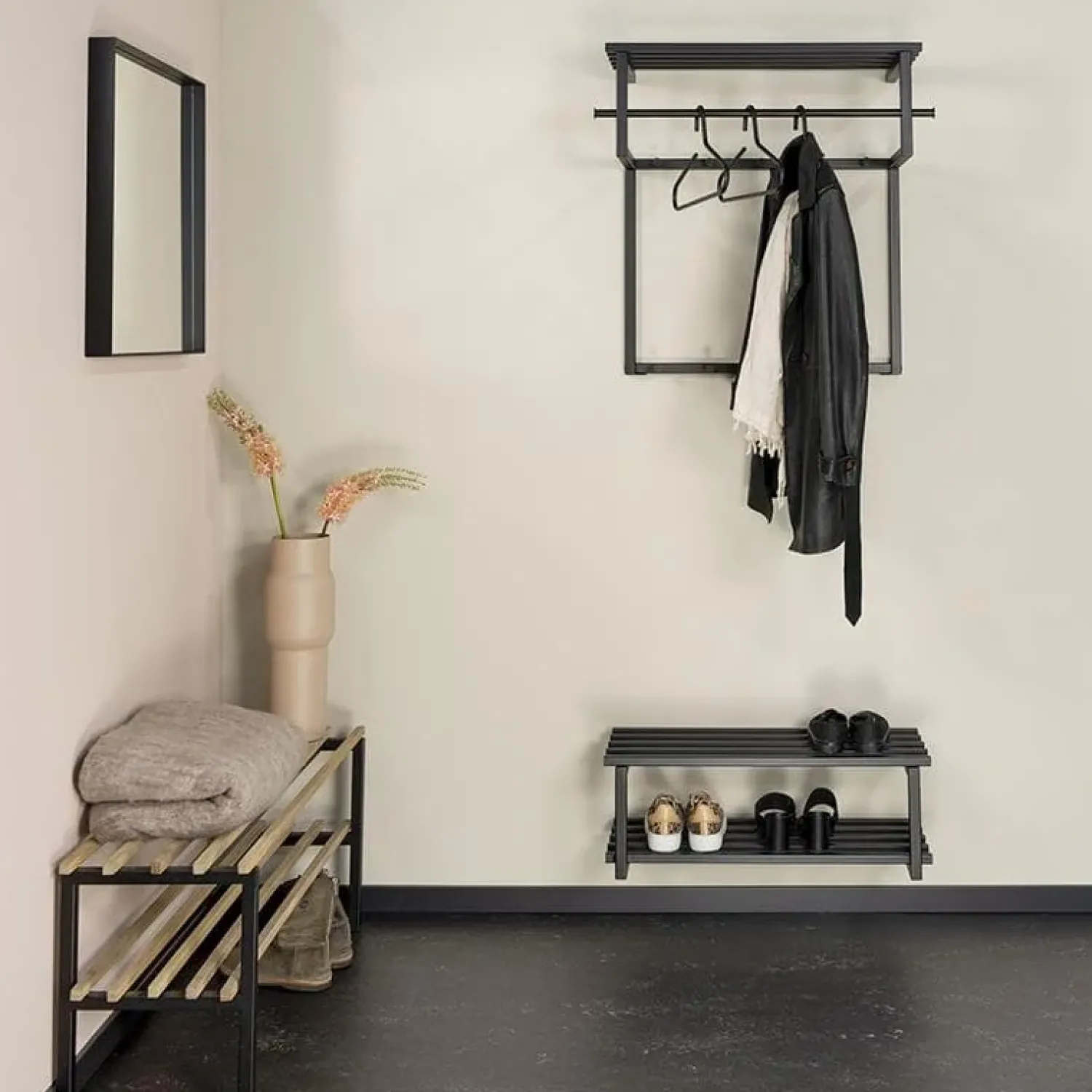 Redin Design Schoenenrekken|Parker industrieel schoenenrek zwart