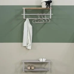 Redin Design Kapstokken|Parker Wandkapstok Taupe Eikenhout 76cm