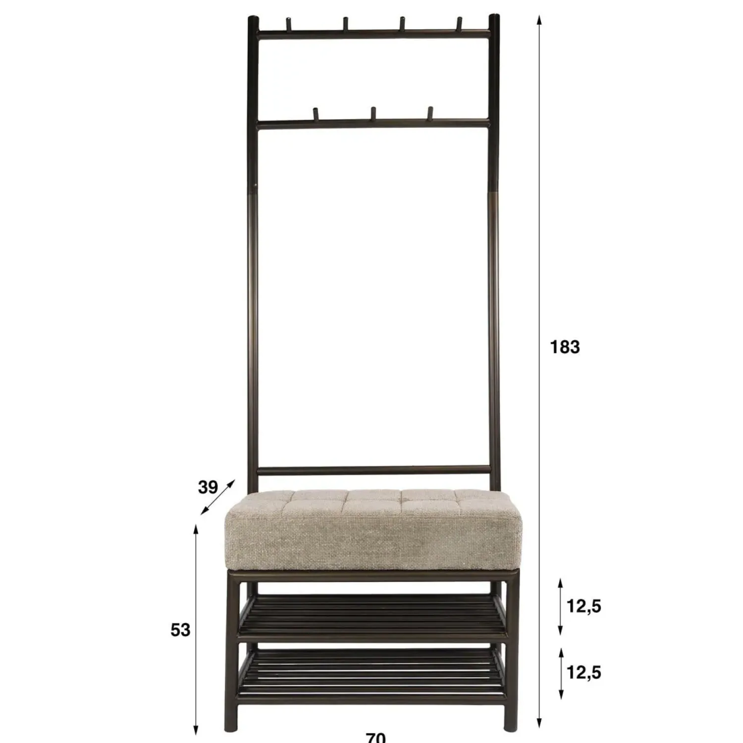 Kalfort Overig|Patrick Garderobebank Brons 70cm
