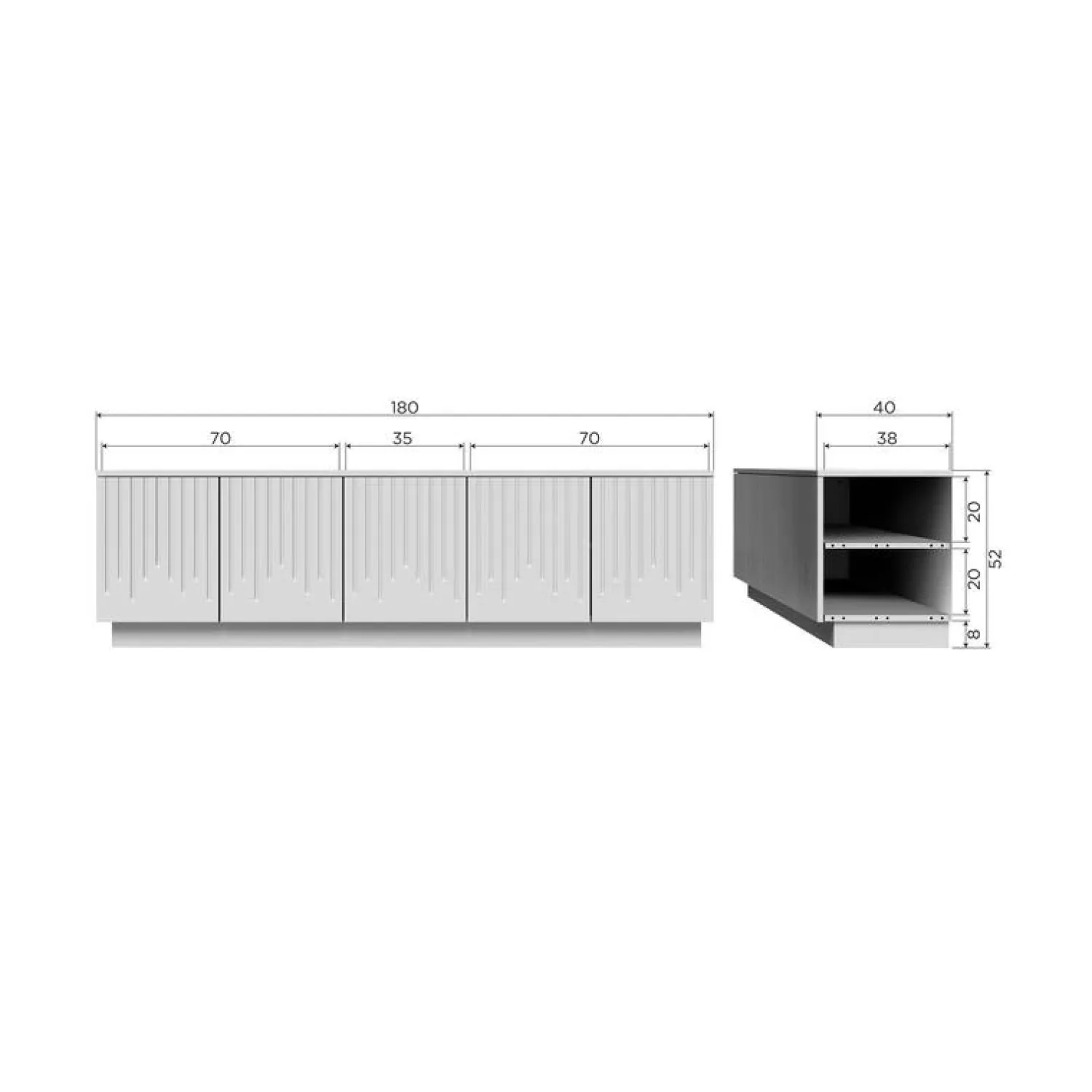WOOOD Industriele Kasten|Tv Meubels|Pencil TV Meubel Dennenhout Mist 180cm