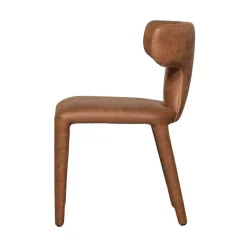 WOOOD Eetkamerstoelen|Permit Eetkamerstoel Leerlook Cognac