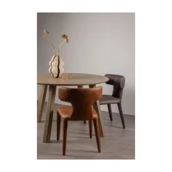 WOOOD Eetkamerstoelen|Permit Eetkamerstoel Leerlook Cognac