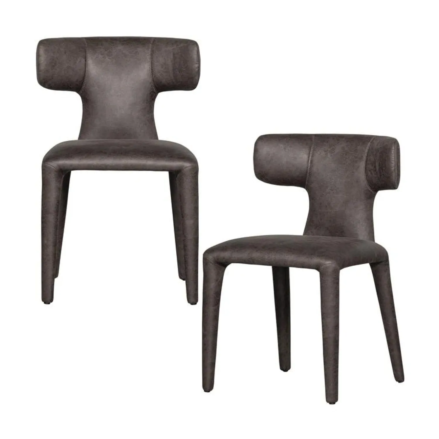 WOOOD Eetkamerstoelen|Permit Eetkamerstoel Leerlook Zwart/Grijs