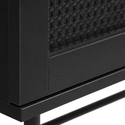 LykkeHome Bijzettafels|Pernille bijzettafel zwart melamine rotan 45cm