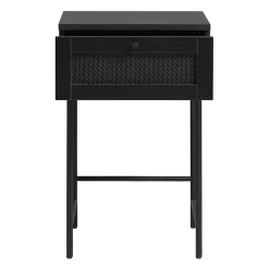 LykkeHome Bijzettafels|Pernille bijzettafel zwart melamine rotan 45cm