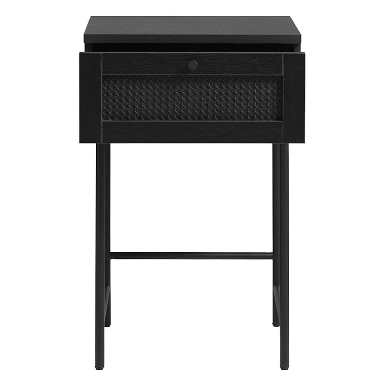 LykkeHome Bijzettafels|Pernille bijzettafel zwart melamine rotan 45cm