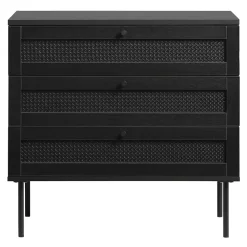 LykkeHome Dressoirs|Industriele Kasten|Pernille dressoir zwart melamine rotan 80cm