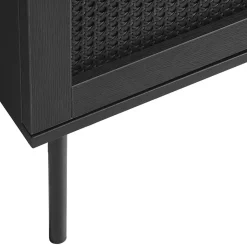 LykkeHome Dressoirs|Industriele Kasten|Pernille dressoir zwart melamine rotan 140cm