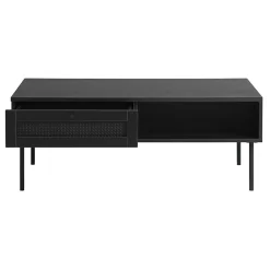 LykkeHome Salontafels|Pernille salontafel zwart melamine rotan 110cm