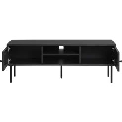 LykkeHome Industriele Kasten|Tv Meubels|Pernille TV meubel zwart melamine rotan 120cm