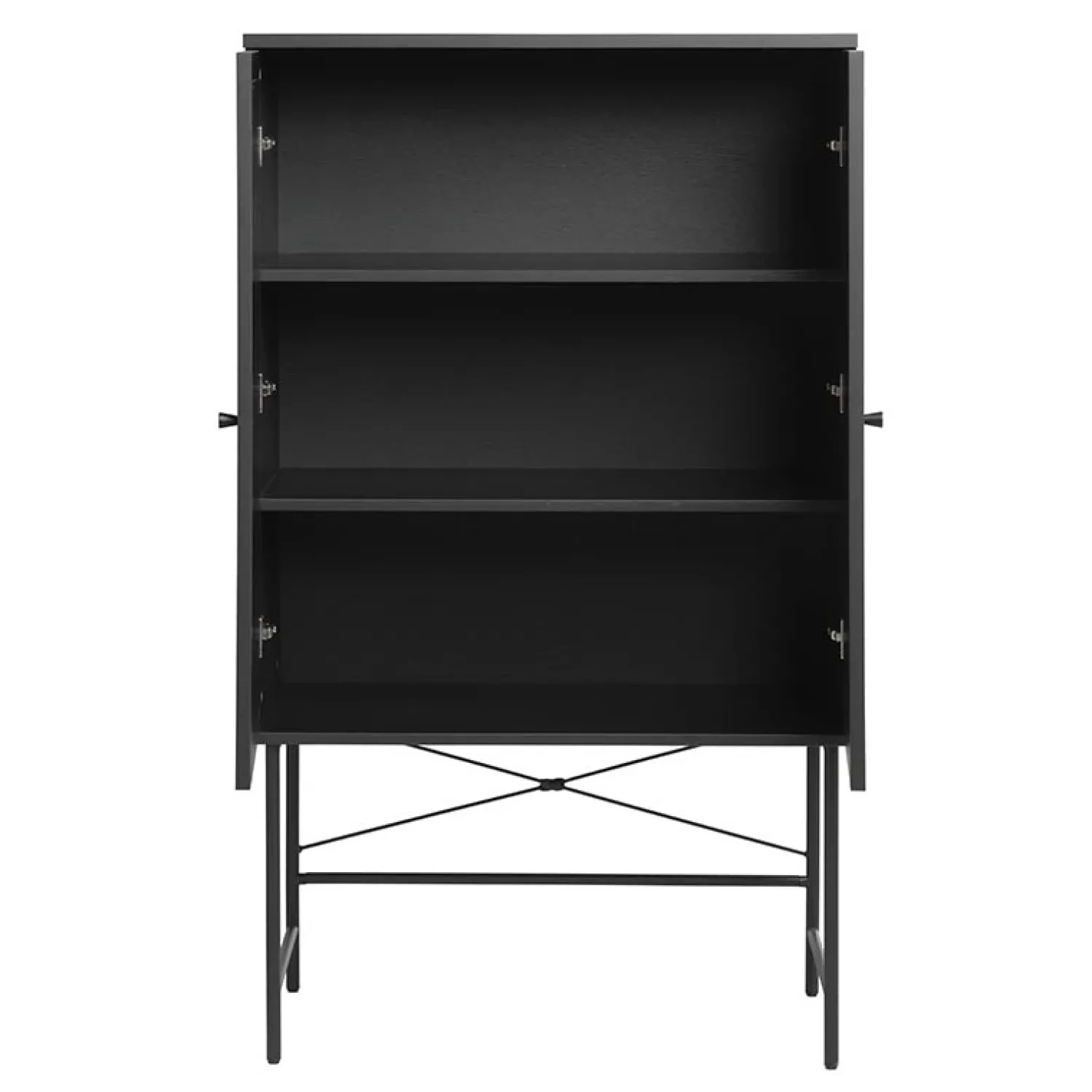 LykkeHome Boekenkasten|Vakkenkasten|Pernille wandkast zwart melamine rotan 80cm
