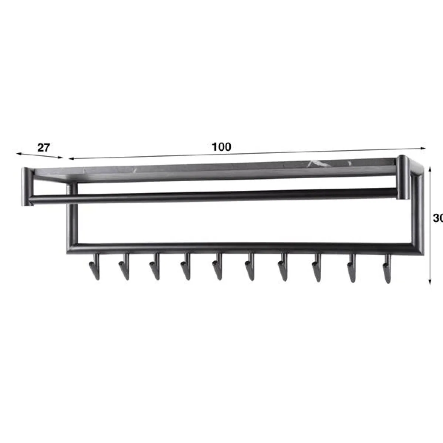 Kalfort Kapstokken|Phoebe Kapstok 10 haaks Antraciet melamine 100cm