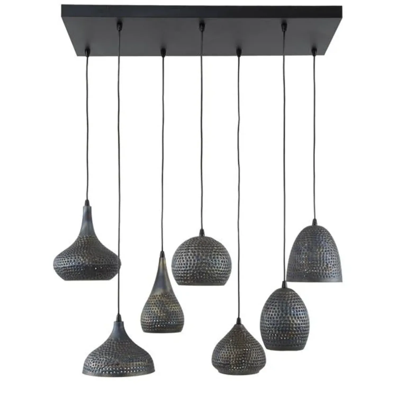 Kalfort Hanglampen|Pinch Hanglamp 7-lichts Zwart bruin