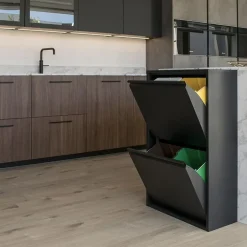 Redin Design Keukenaccessoires|Pippen afvalscheider zwart metaal 4 vakken