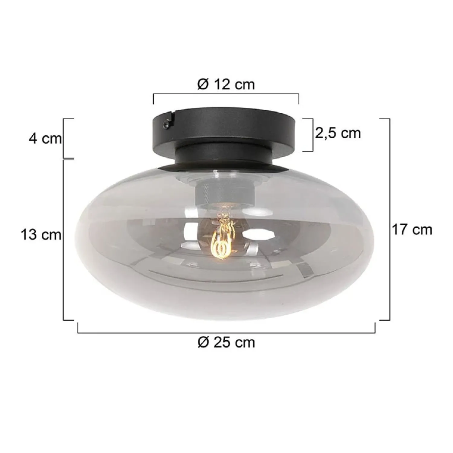 Steinmex Plafondlampen|Plafonnieres|Plafonniere Reflection smoke glass small