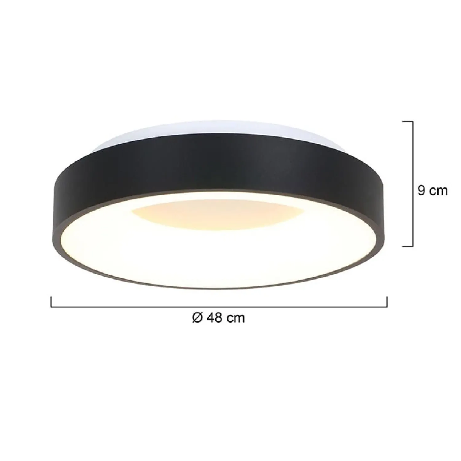 Steinmex Plafondlampen|Plafonnieres|Plafonniere Ringlede zwart large 48cm