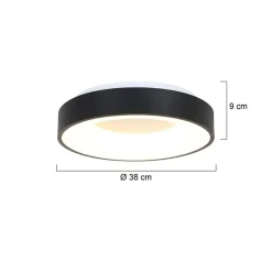 Steinmex Plafondlampen|Plafonnieres|Plafonniere Ringlede zwart medium 38cm