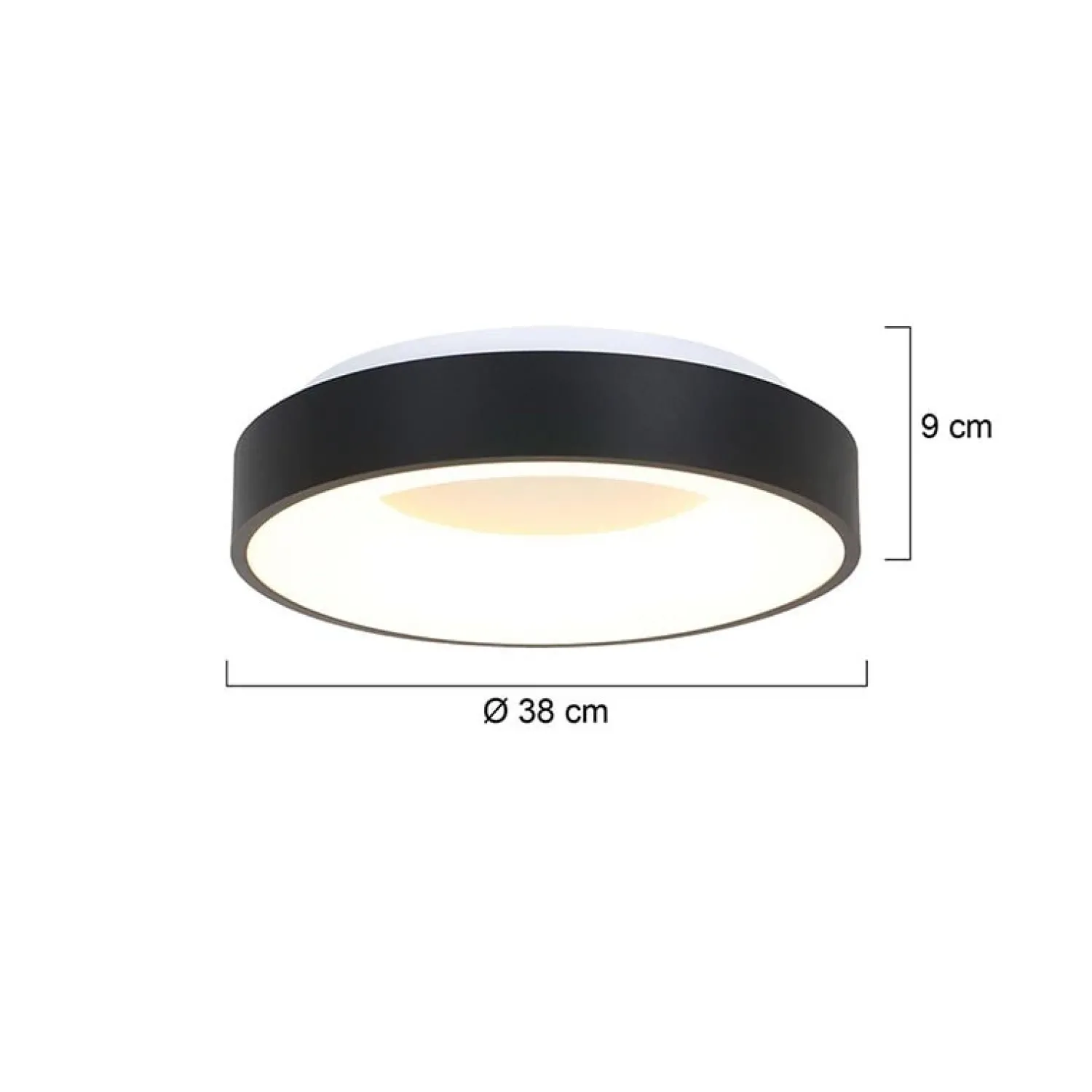 Steinmex Plafondlampen|Plafonnieres|Plafonniere Ringlede zwart medium 38cm