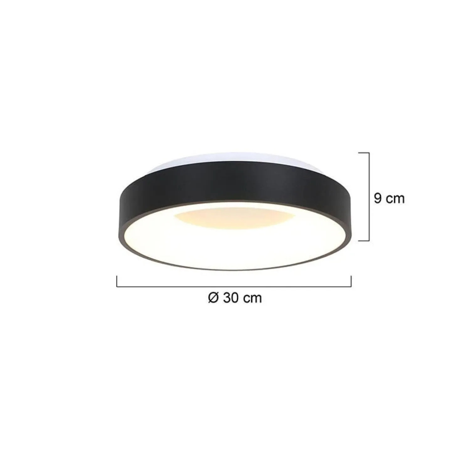Steinmex Plafondlampen|Plafonnieres|Plafonniere Ringlede zwart small 30cm