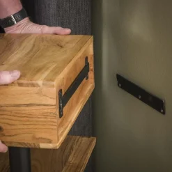 Kalfort Nachtkastjes|Industriele Kasten|Plateau houten nachtkastje zwevend 35cm