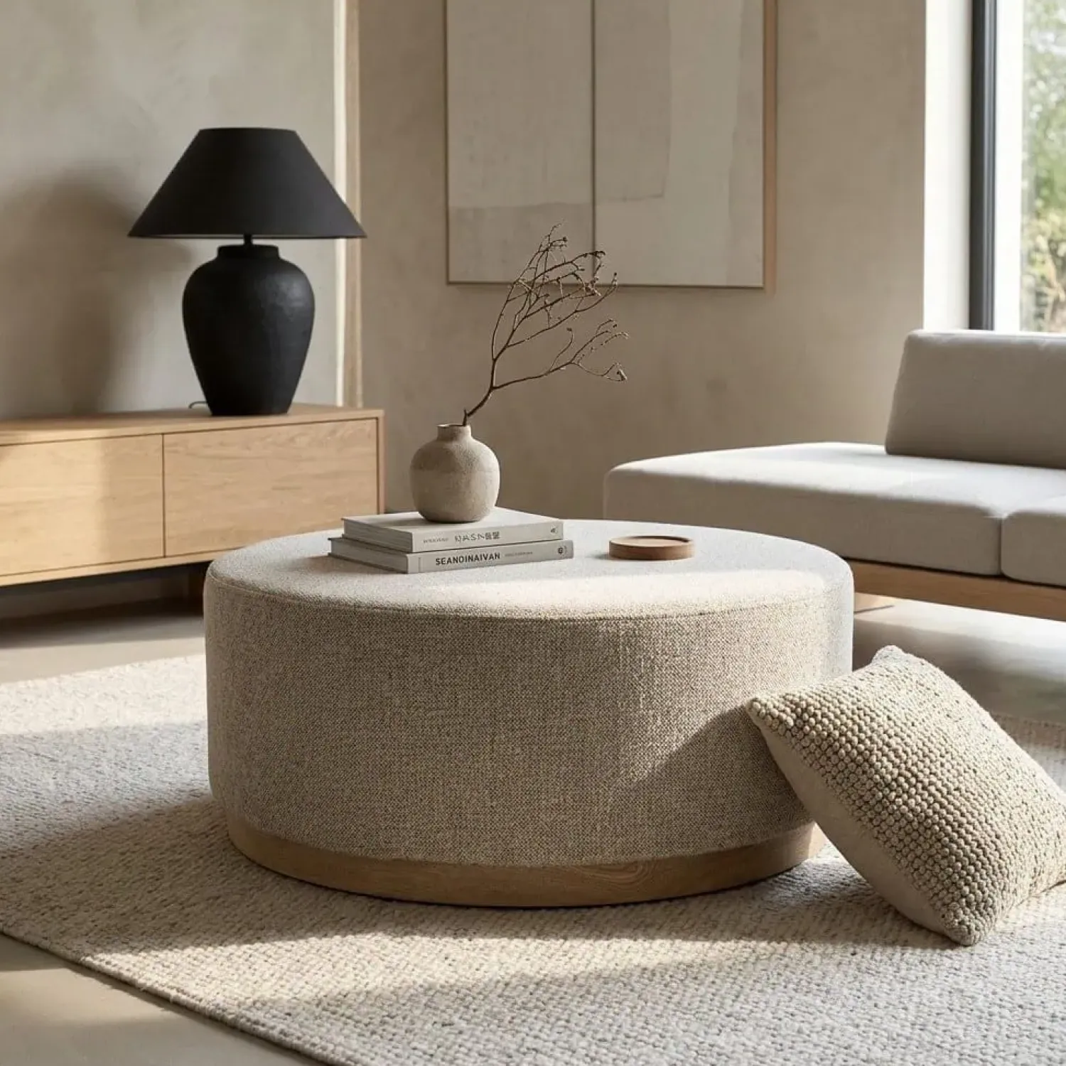Eleonora Krukjes|Poef Avah large taupe 80cm