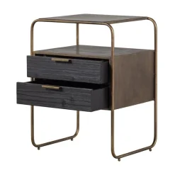 WOOOD Nachtkastjes|Industriele Kasten|Polite Nachtkastje Metaal/Hout Antique Brass 45cm