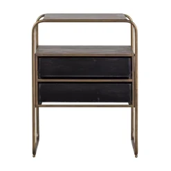 WOOOD Nachtkastjes|Industriele Kasten|Polite Nachtkastje Metaal/Hout Antique Brass 45cm